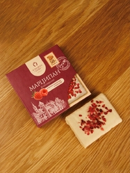 Марципановая плитка в белом шоколаде с малиной, 50 гр